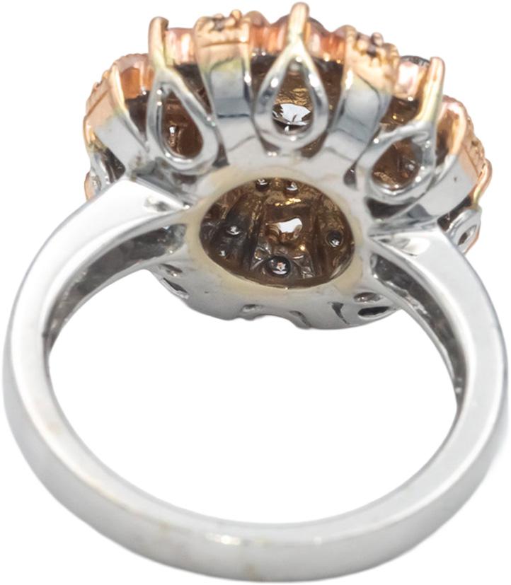 14k White and Rose Gold 1.0CT Round Cut Diamond Cocktail Ring Size 7