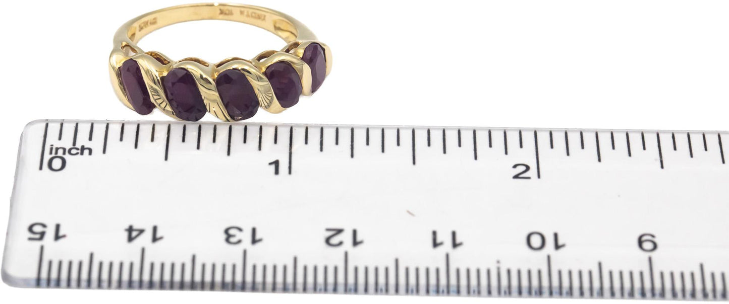 Designer 10k Yellow Gold Oval Cut Ruby Band Ring 2.50CT Size 8