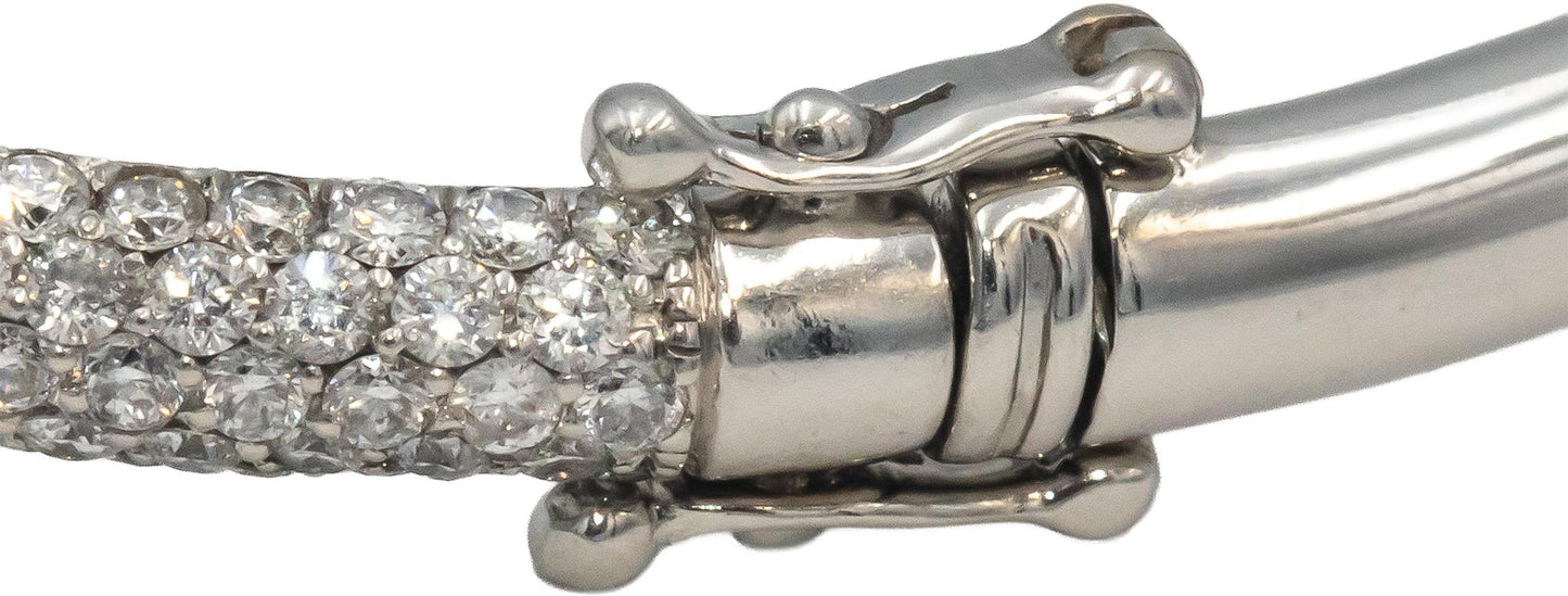 18k White Gold VS Round Cut Diamond Pave Bangle Bracelet 2.0CT