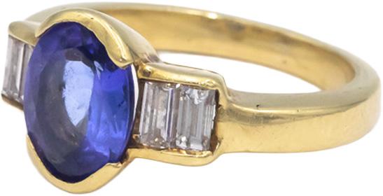 Diamond and Tanzanite 18k Yellow Gold Jewelry Cocktail Ring 2.20CT Size 5