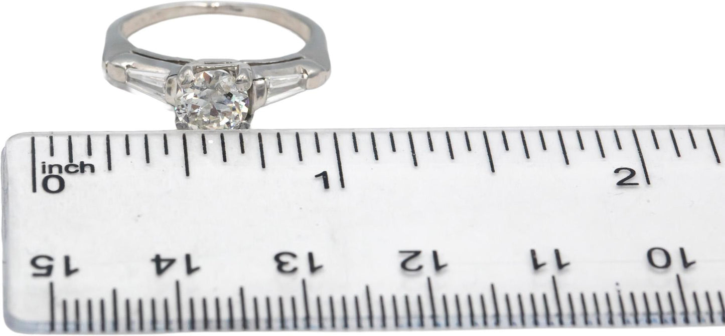 Platinum Diamond Engagement Ring 1.10CT w/ 0.85CT Center Size 4.5