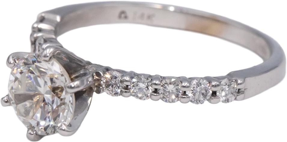 14k White Gold Round Diamond Engagement Ring 1.15CT w/ 0.75CT Center Size 8