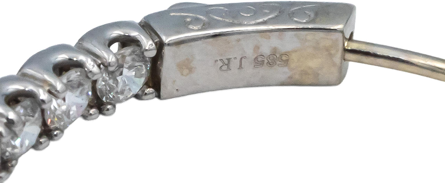 14k White Gold Round Diamond Inside Out Circle Hoop Earrings 5.40CT