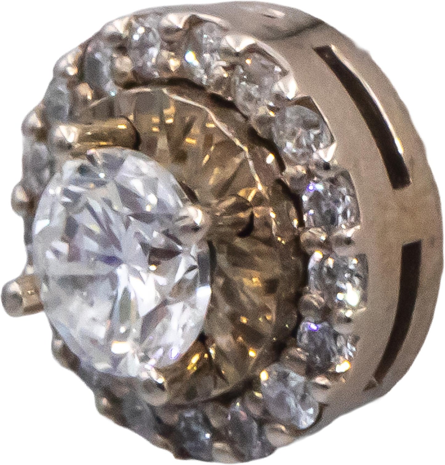 Round Diamond 14k White Gold Flower Cluster Stud Screw Back Earrings 2.79CT