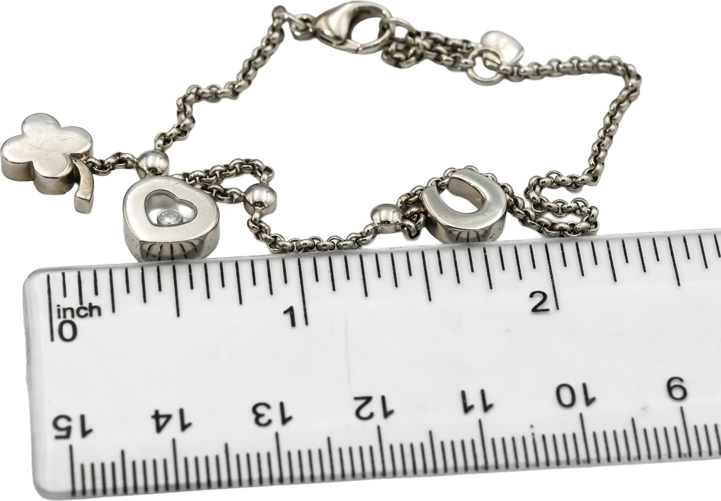 CHOPARD 18k White Gold Happy Diamond Lucky Charm Bracelet