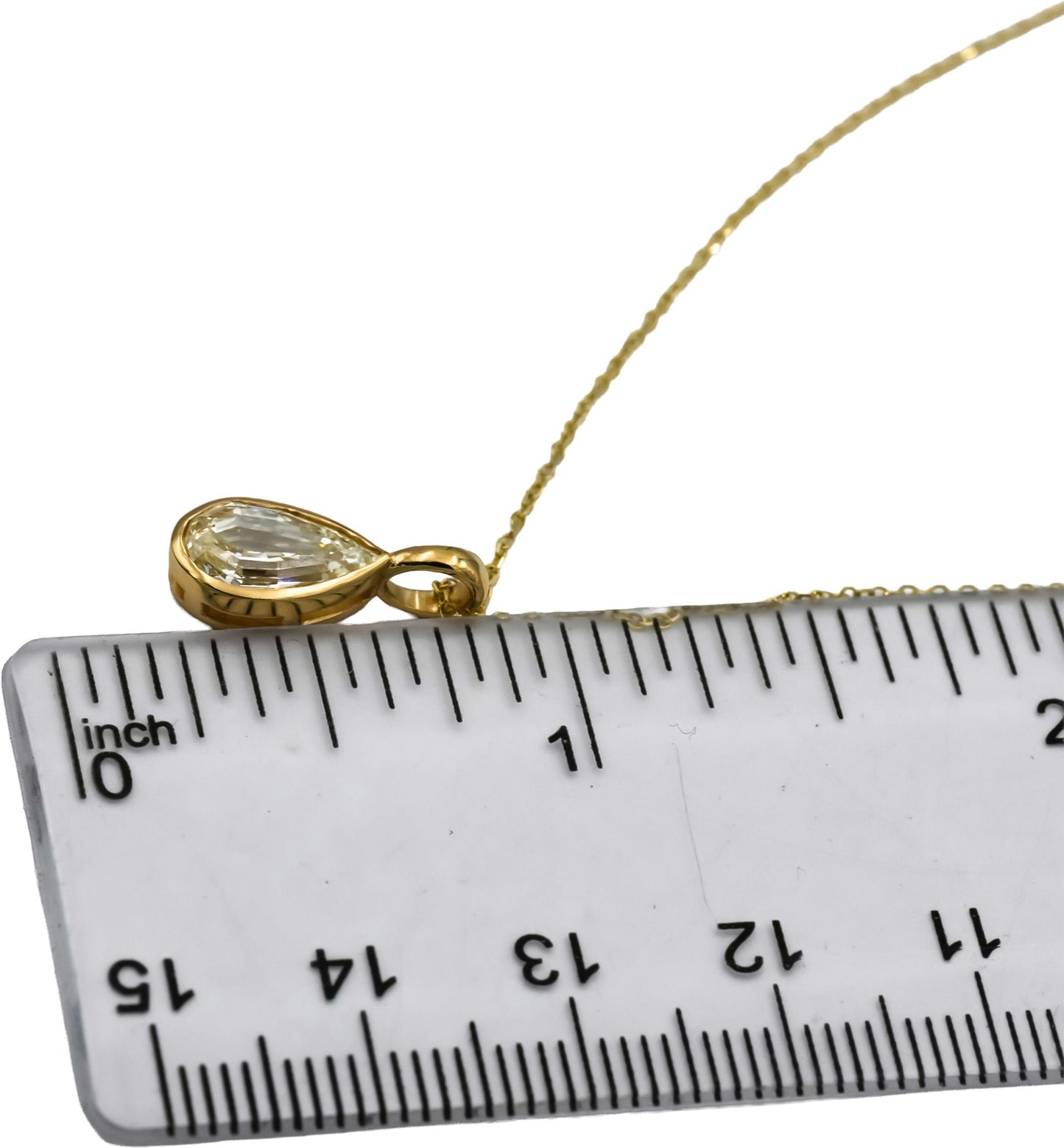 18k Yellow Gold VS Pear Shape Step Cut Diamond Solitaire Pendant Necklace 1.26CT