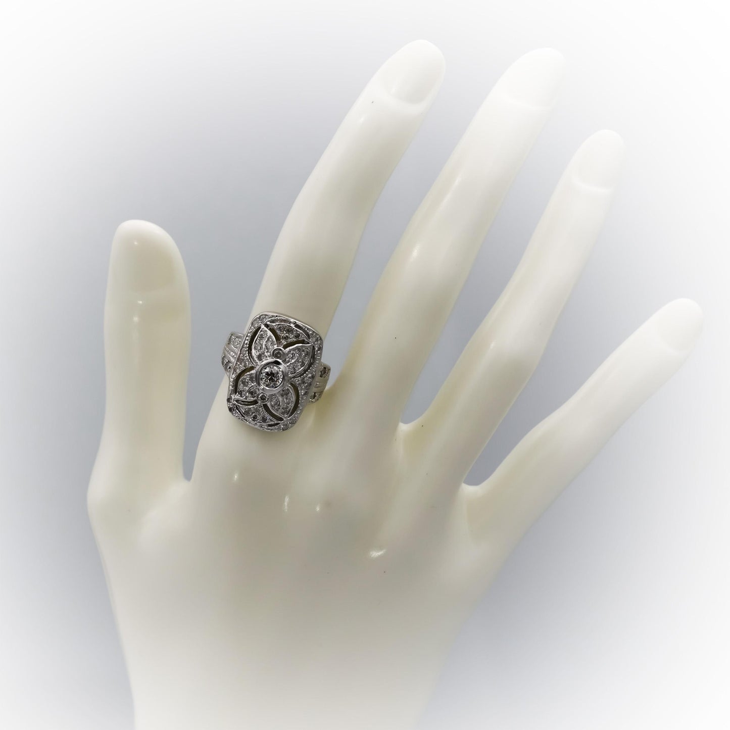 Vintage 14k White Gold Old Euro and Single Cut Diamond Ring 1.0CT Size 7