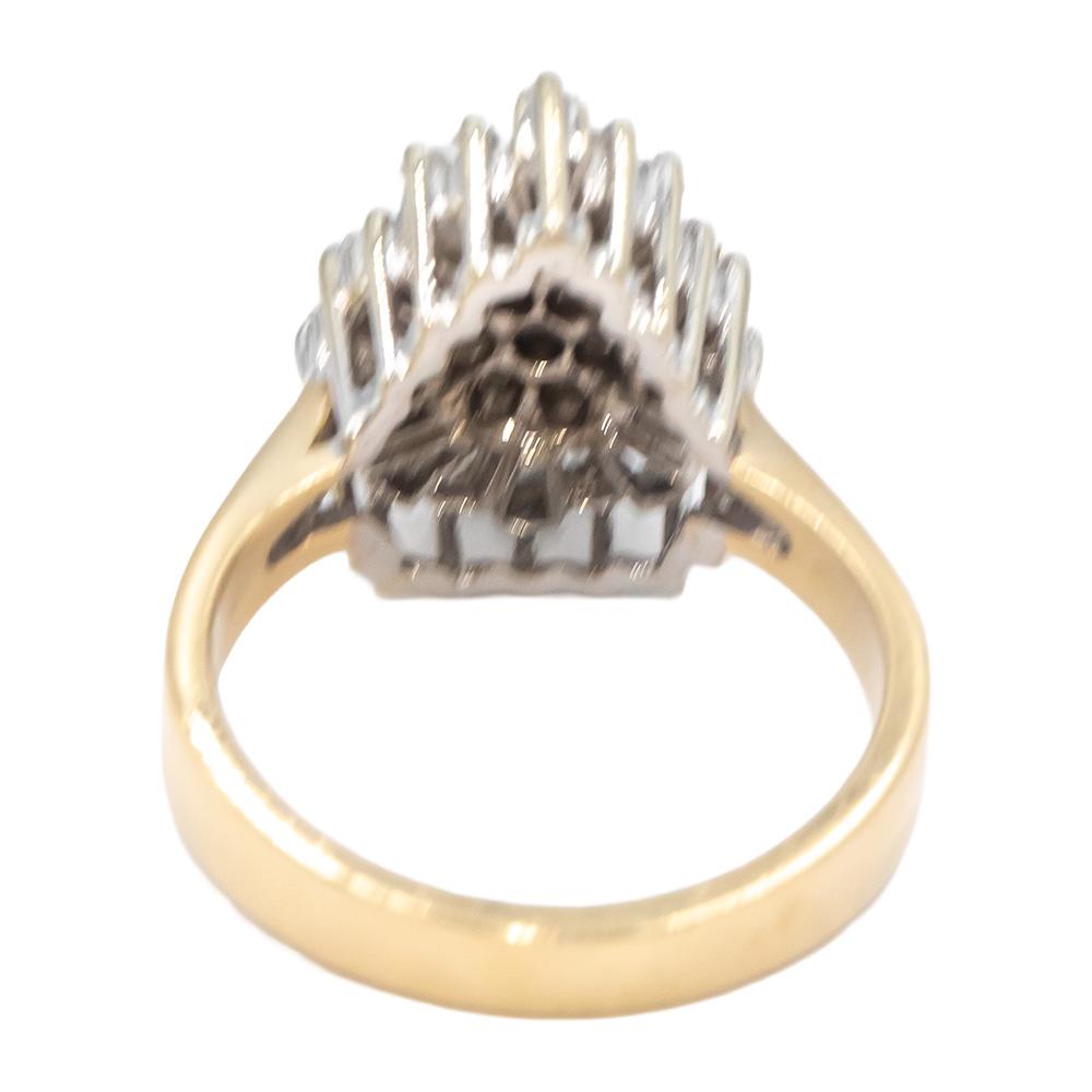 14k Yellow & White Gold 1.0CT Diamond Cluster Cocktail Ring Size 7