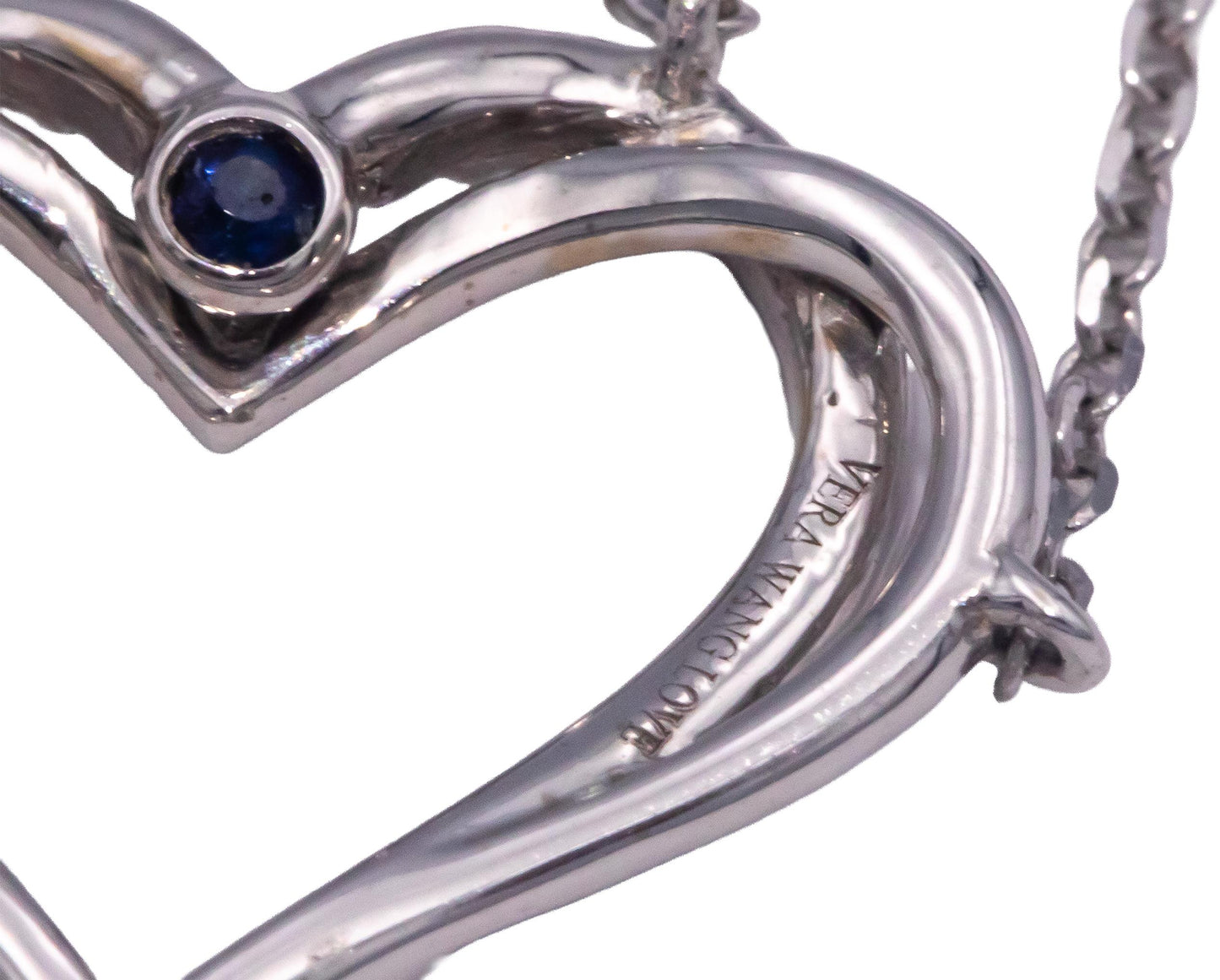 VERA WANG LOVE 10k White Gold Diamond Heart Double Chain Necklace 0.25CT