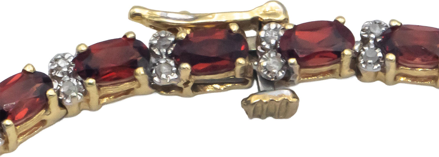 14k Yellow Gold 6.60CT Diamond and Garnet Tennis Bracelet