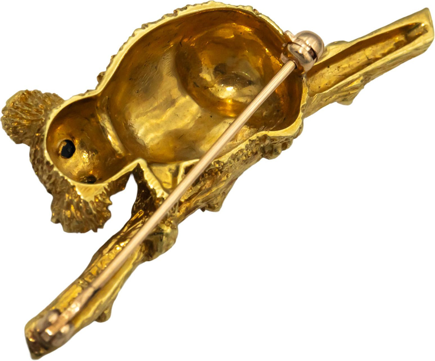 J COOPER 18k Yellow Gold Koala Bear In Tree Brooch Pin w/ Onyx Eyes