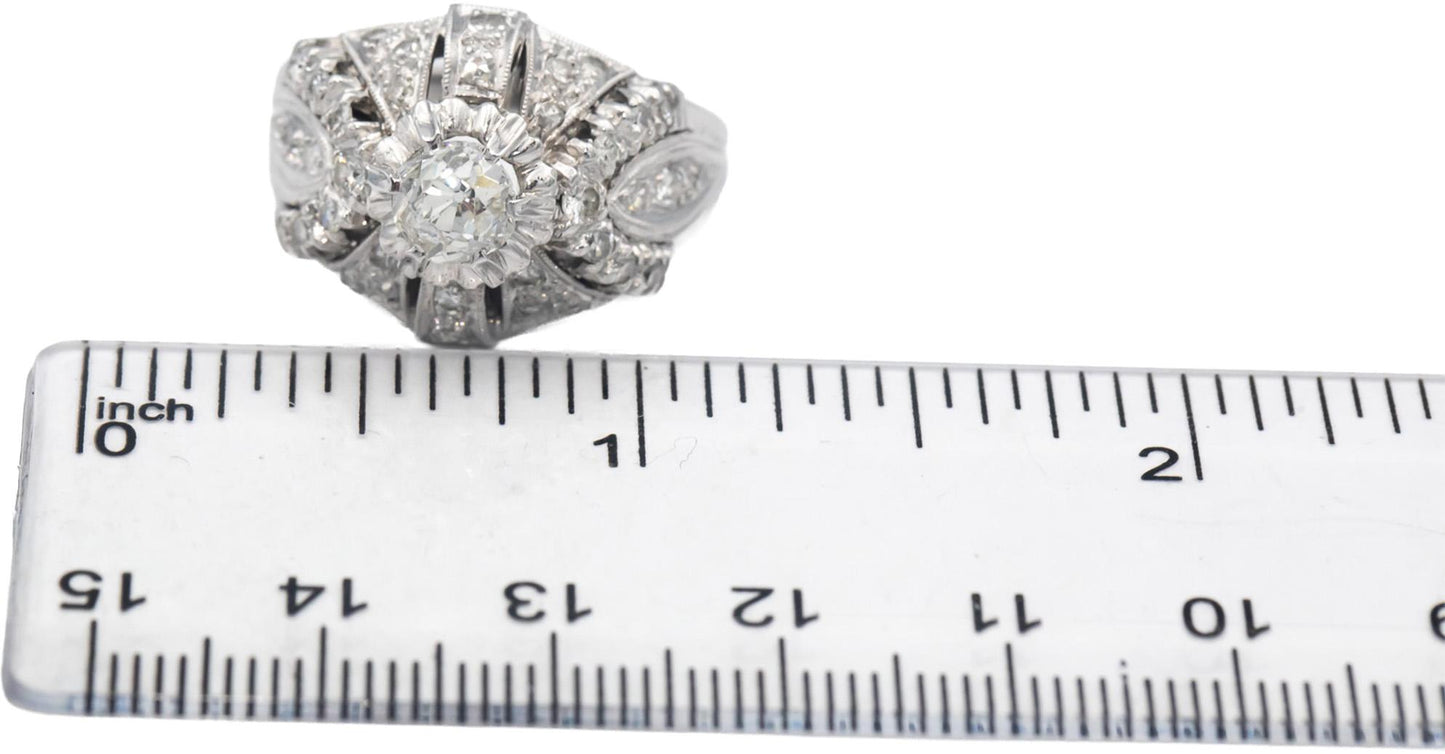 Vintage Antique 14k Gold Old Mine Cut Diamond Ring 1.35CT w/ .85CT Center Size 7