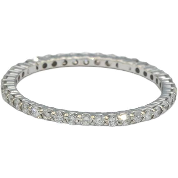 18k White Gold 0.50CT Round Cut Diamond Eternity Band Stackable Ring Size 6.5