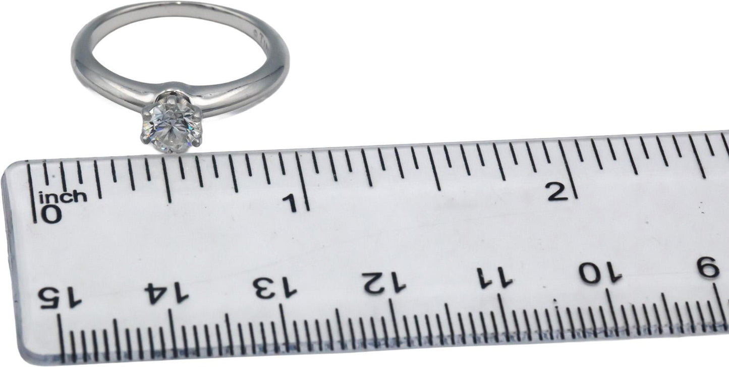 $8800 TIFFANY & CO. Platinum .63CT Round Diamond Engagement Ring w/ Box Papers