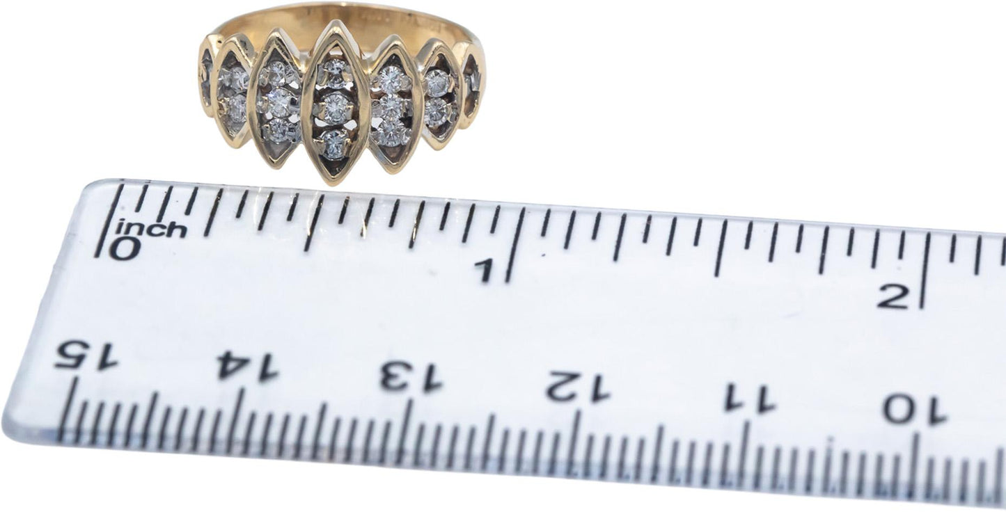 Designer 14k Yellow Gold Round Cut Diamond Ring 0.30CT Size 5.75