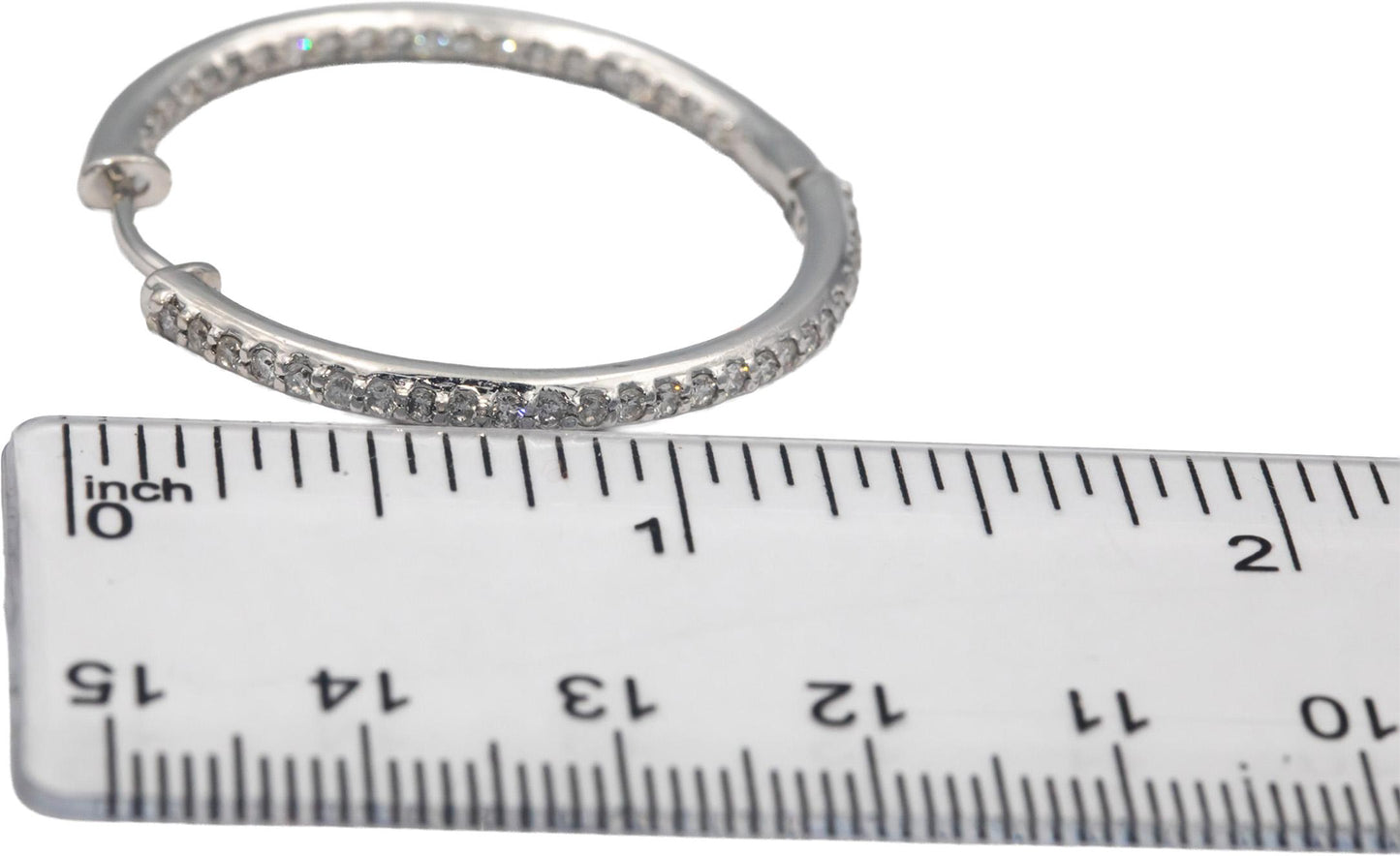 14k White Gold Round Diamond Inside Out Hoop Earrings 1.50CT