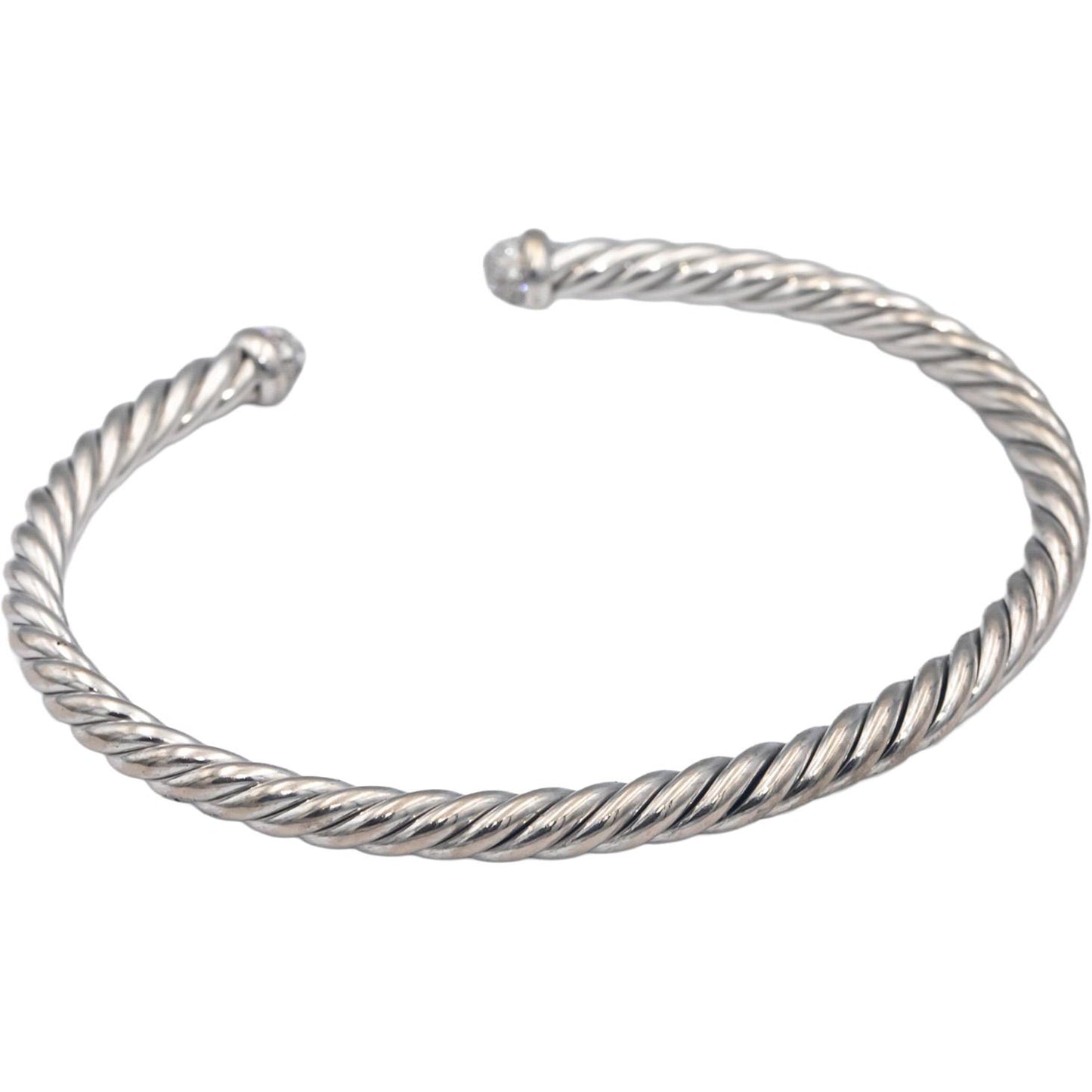 DAVID YURMAN 18k White gold .18CT VS Diamond Flex Cuff Bracelet $3250 Retail