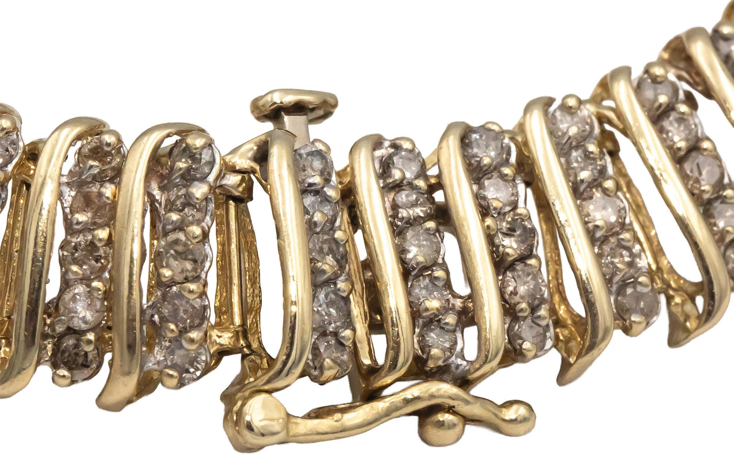 10k Yellow Gold Round Diamond Fancy Link Bracelet 5.0CT