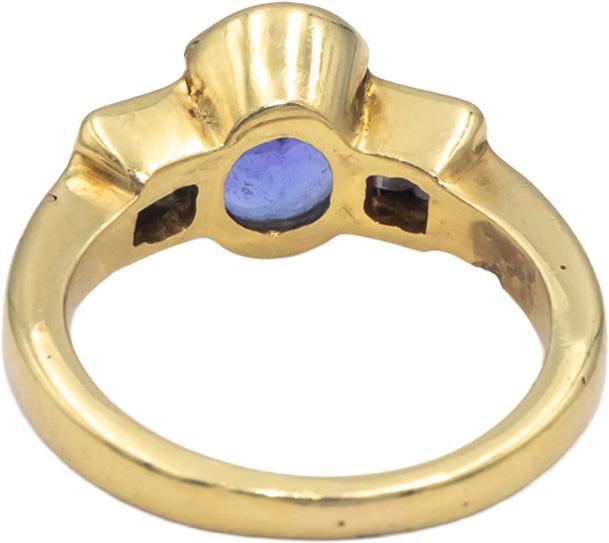 Diamond and Tanzanite 18k Yellow Gold Jewelry Cocktail Ring 2.20CT Size 5
