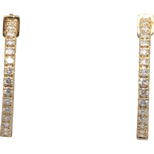 14k Yellow Gold VS Round Diamond Inside Out Hoop Earrings 1.0CT