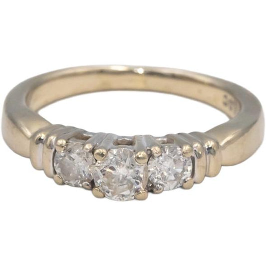 14k White Gold Round Cut Three-Stone Diamond Ring 0.50CT Size 4.5