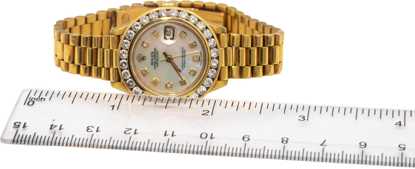 ROLEX 18k Yellow Gold 69178 Datejust Diamond & MoP Dial Automatic Watch 2.50CT