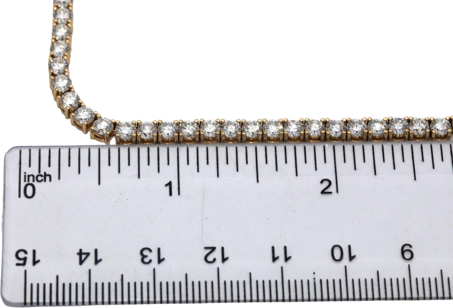 14k Yellow Gold VS Round Diamond Tennis Necklace 16.92CT