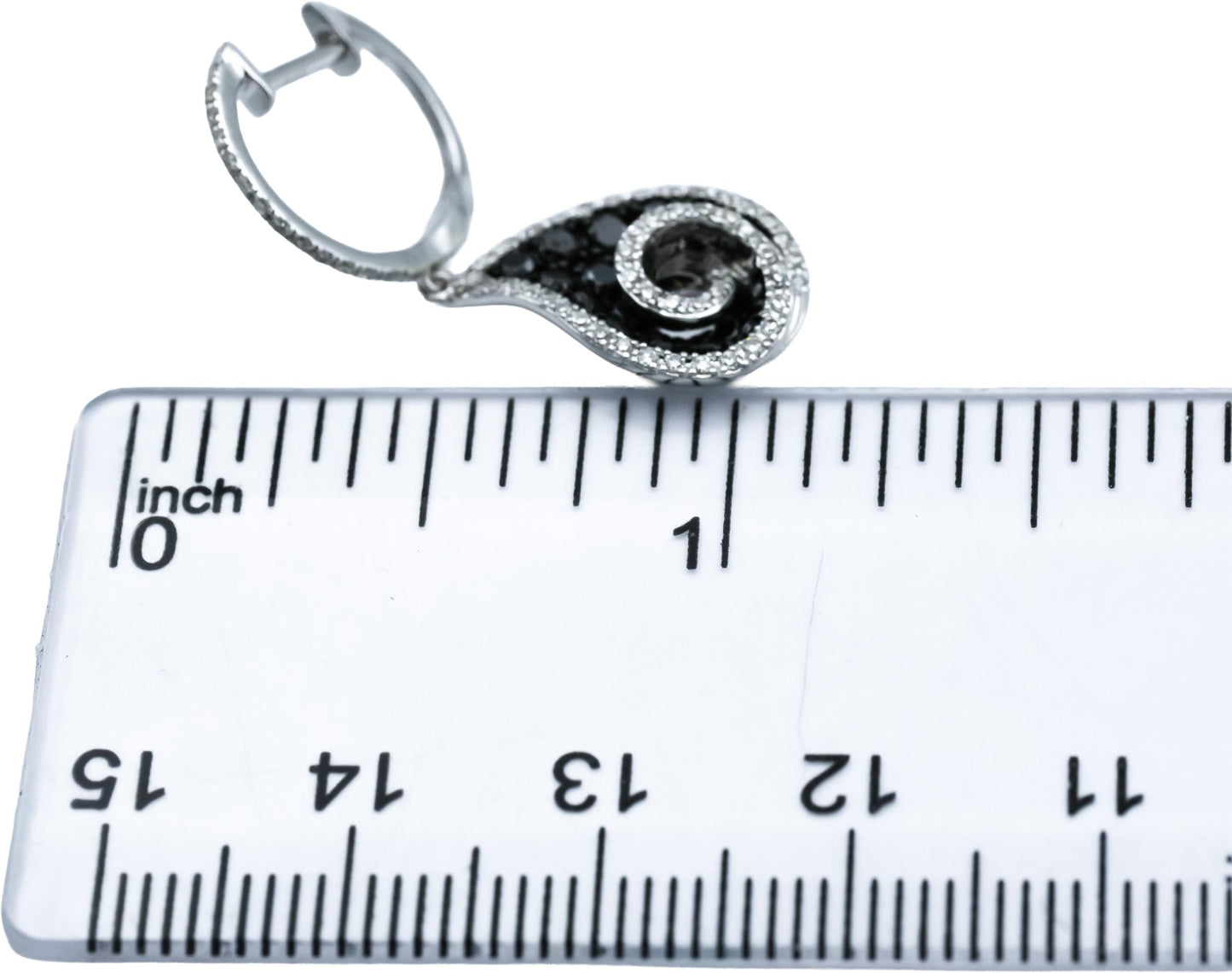 14k White Gold Round White and Black Diamond Drop Dangle Earrings 1.50CT