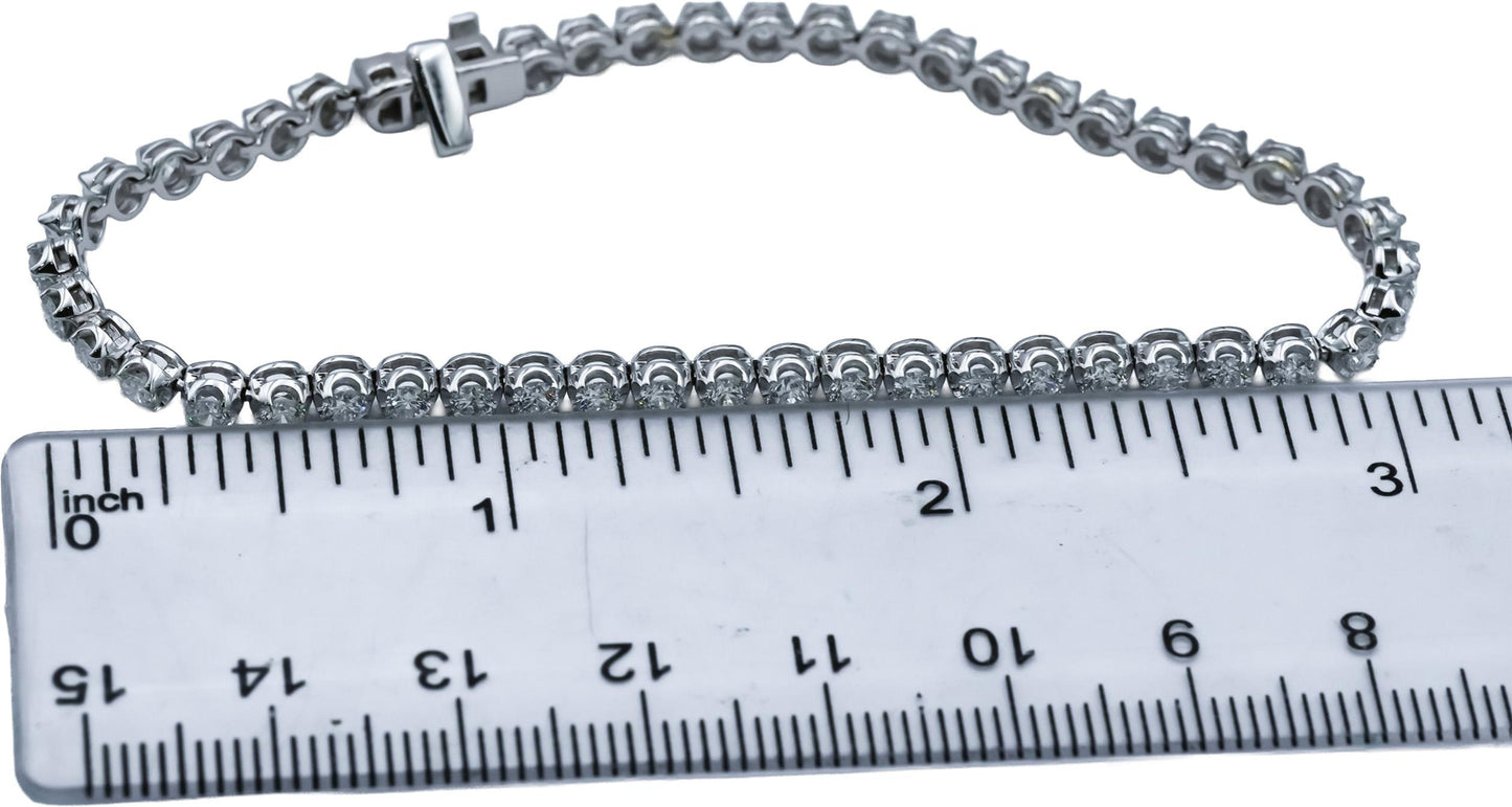 14k White Gold VS Round Lab-Grown Diamond Tennis Bracelet 3.0CT