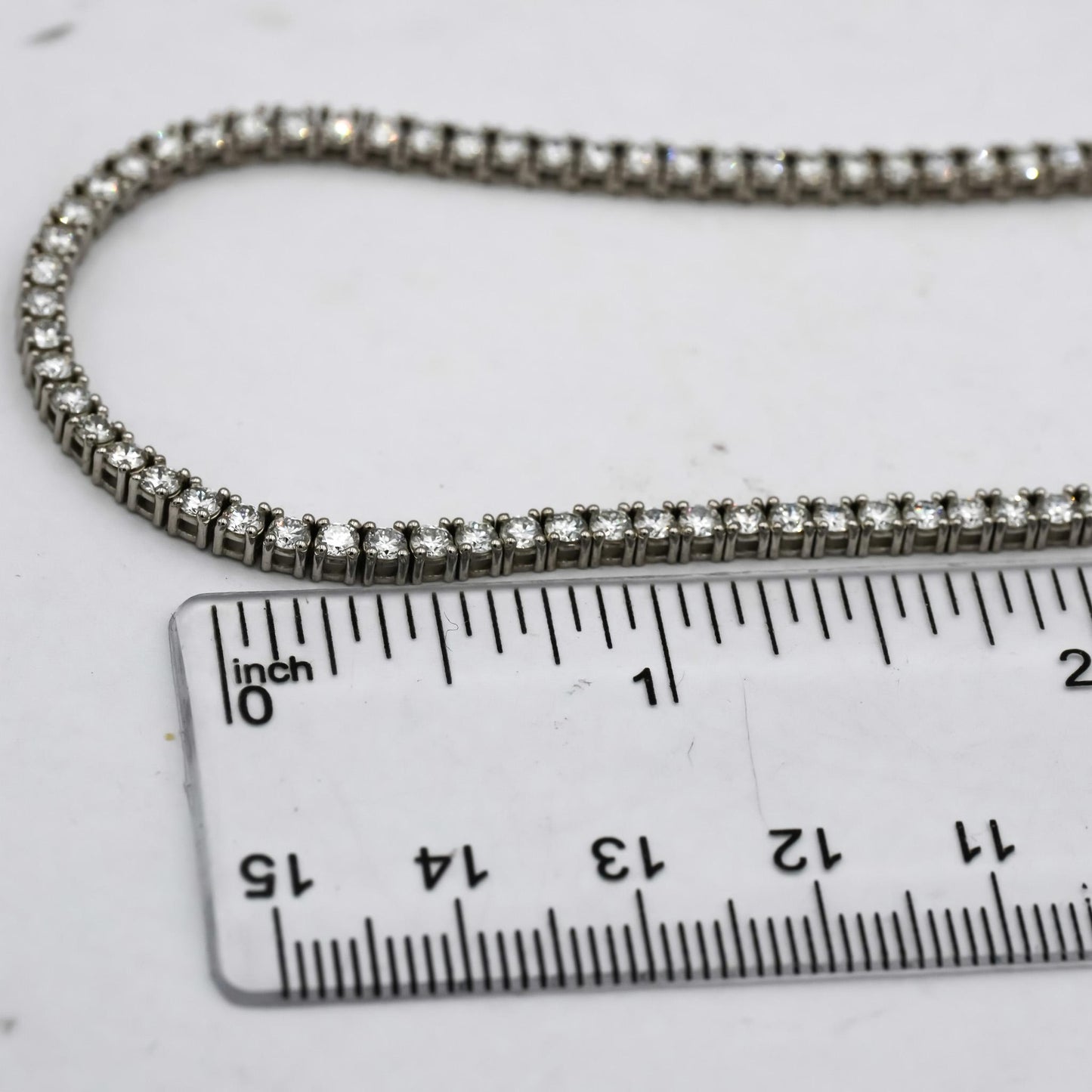 14k White Gold VS Round Lab-Grown Diamond Tennis Necklace 9.97CT