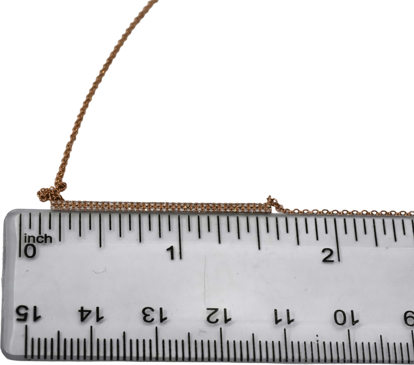 14k Rose Gold Round Diamond Bar Pendant Necklace 0.20CT