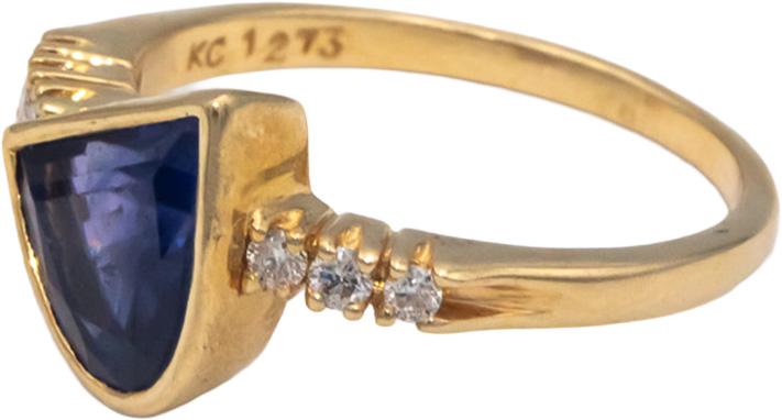 KALATI Designer 14k Yellow Gold 1.60CT Diamond and Sapphire Ring Size 5.5