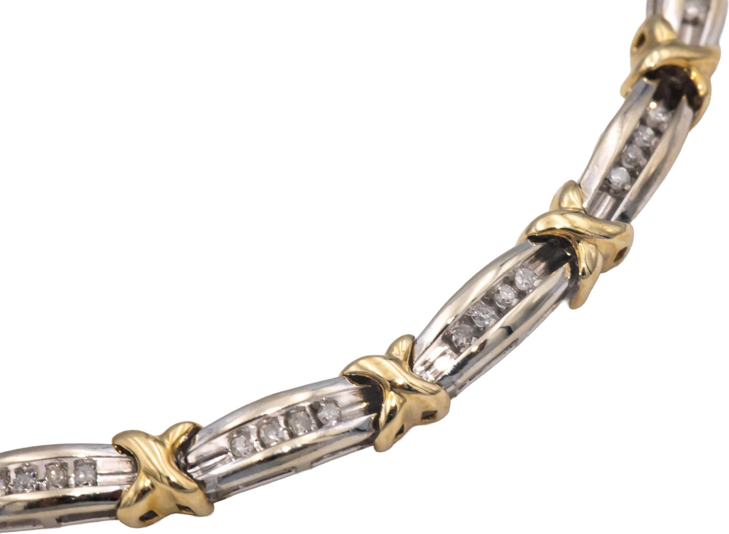 10k Yellow and White Gold 0.50CT Diamond Fancy Link Bracelet