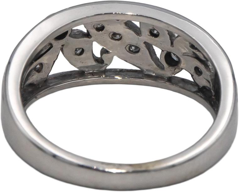 14k White Gold 0.15CT Round Cut Diamond Floral Band Ring Size 6.5