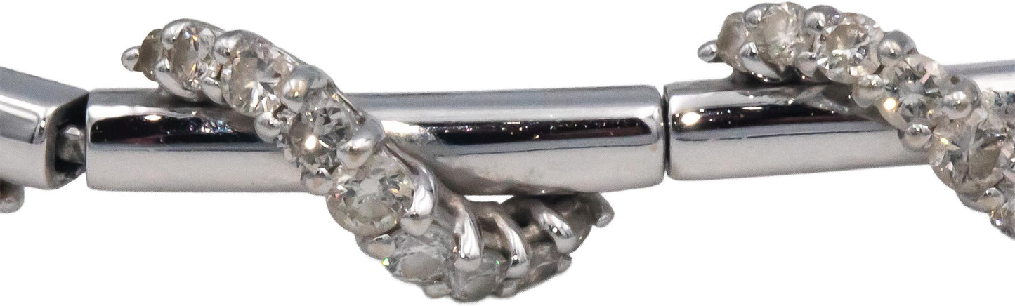 14k White Gold 2.0CT Round Cut Diamond Fancy Formal Tennis Bracelet