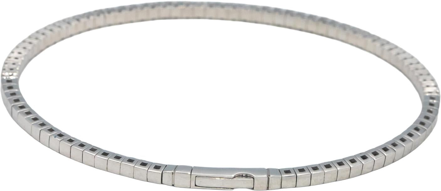 14k White Gold 1.0CT Round Cut Lab Grown Diamond Semi-Flexible Bangle Bracelet