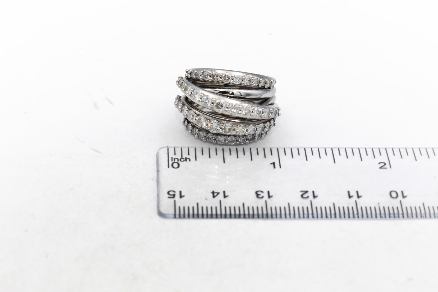 14k White Gold Round Diamond Multi-Band Ring 2.0CT Size 7.25