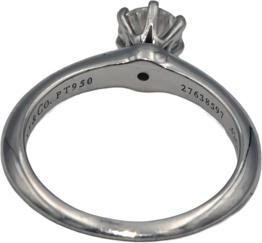 $8800 TIFFANY & CO. Platinum .63CT Round Diamond Engagement Ring w/ Box Papers