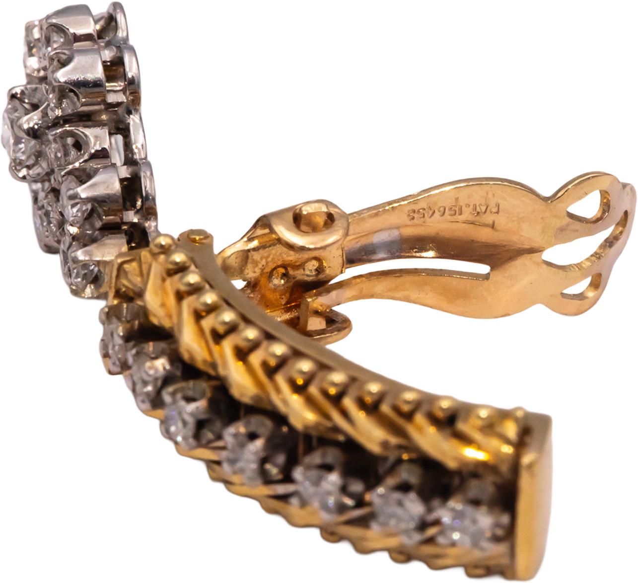 14k Yellow & White Gold 1.0CT VS Diamond Retro Drop Dangle Earrings