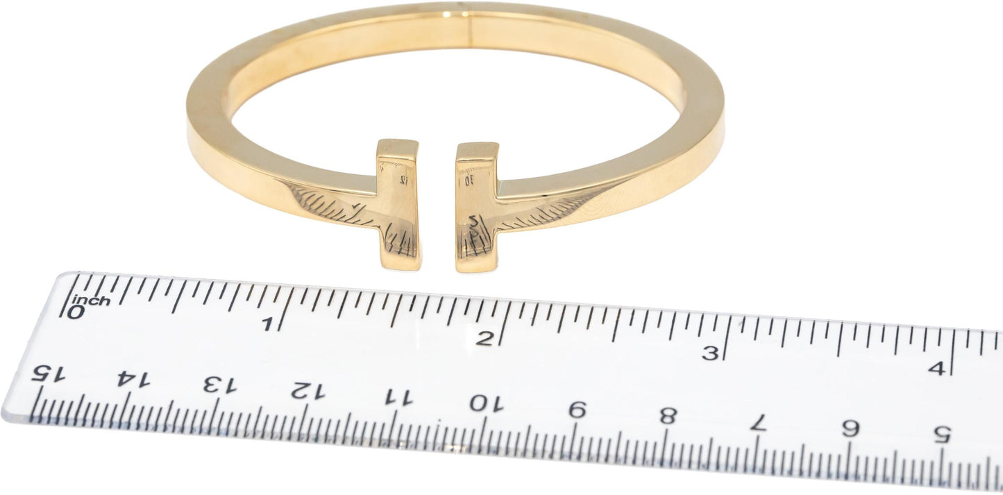 TIFFANY & CO. 18k Gold Tiffany T Square Cuff Bracelet Size Large $8400 Retail
