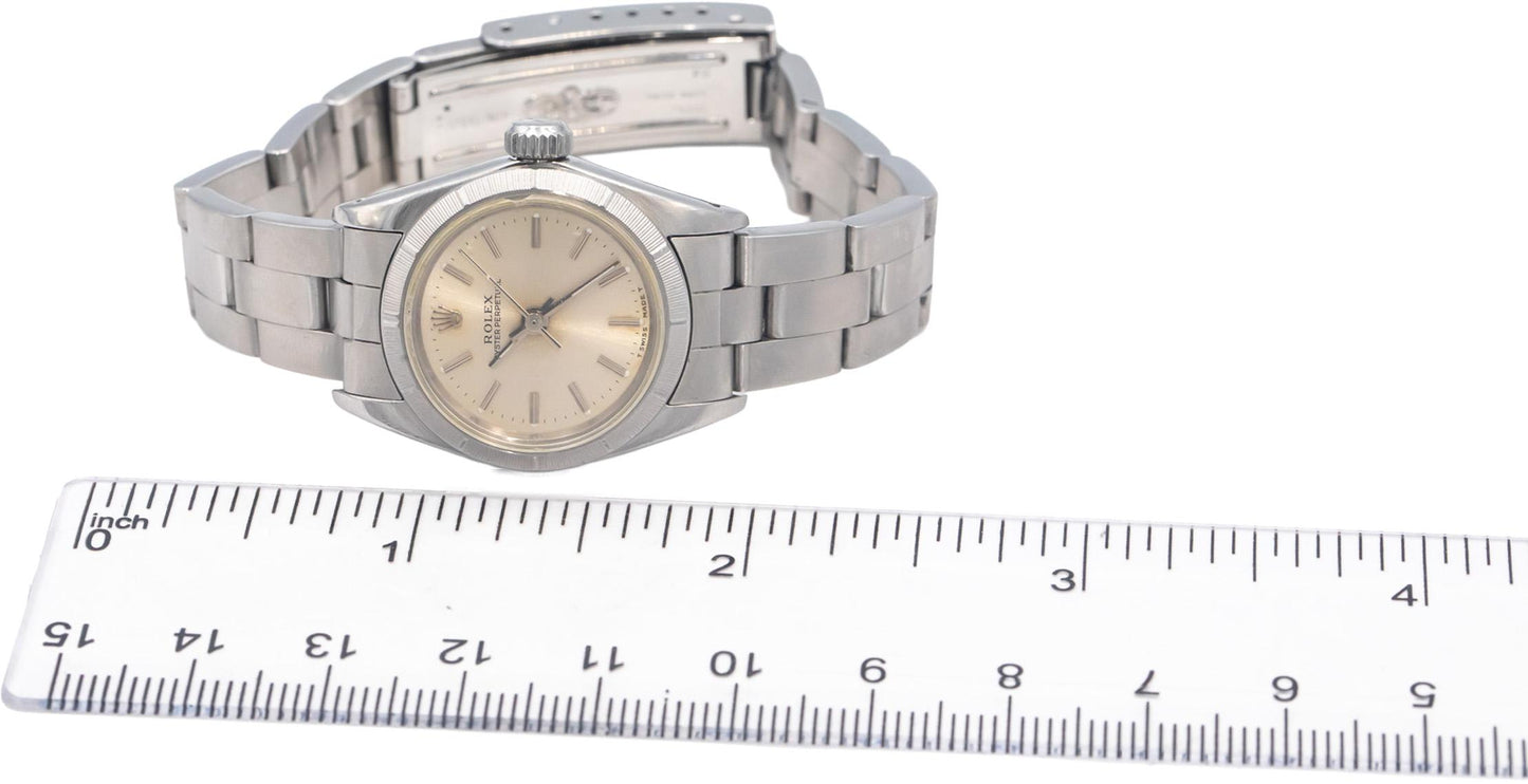 ROLEX Stainless Steel 67230 Oyster Perpetual Ladies Automatic Watch w/ Papers