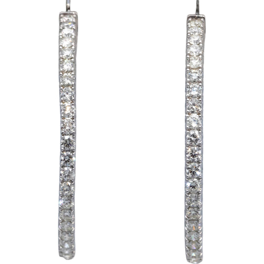 18k White Gold VS Round Diamond Inside Out Circle Hoop Earrings 7.05CT