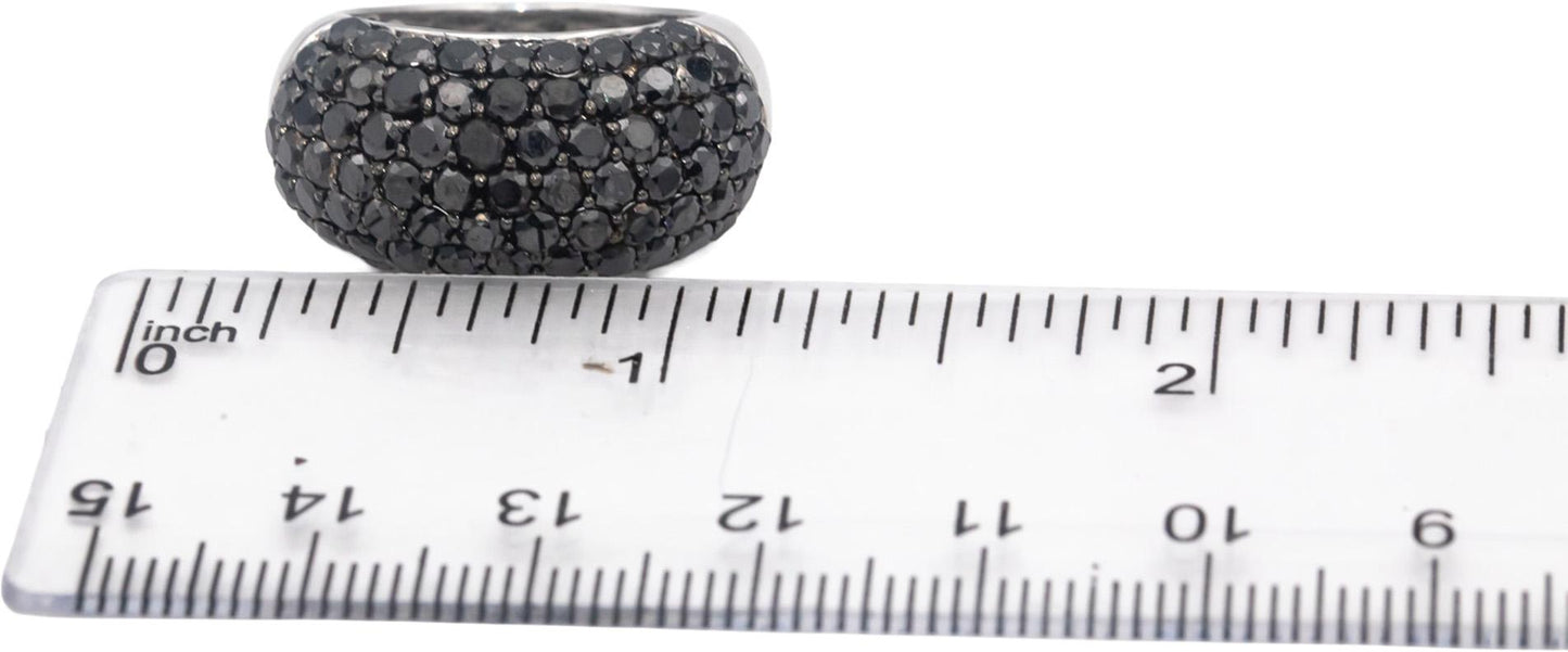 14k White Gold Round Black Diamond Cluster Dome Ring 2.31CT Size 7