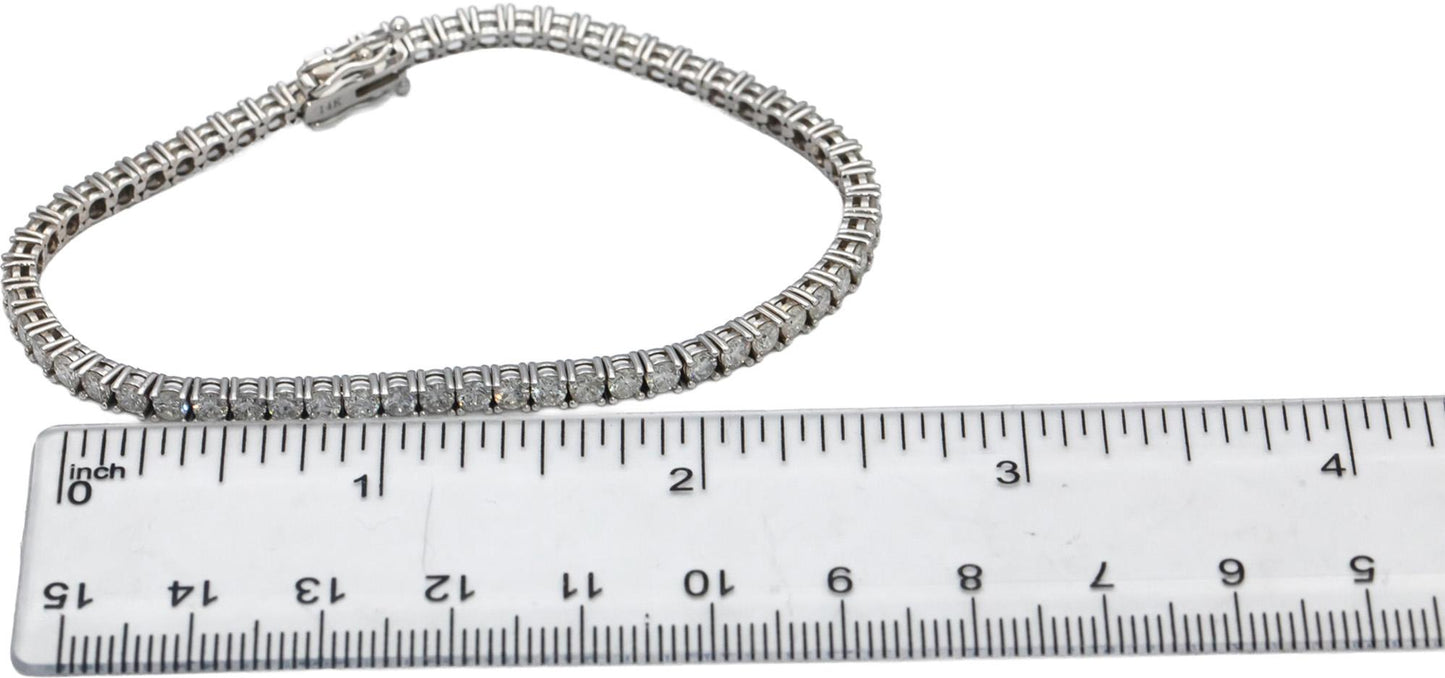 14k White Gold Round Diamond Tennis Bracelet 4.88CT