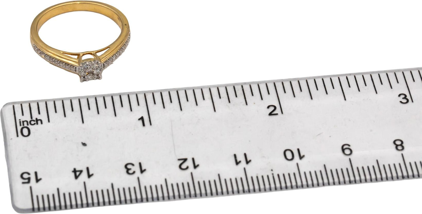 18k Yellow Gold VS Round Diamond Cocktail Ring 0.23CT Size 6.25