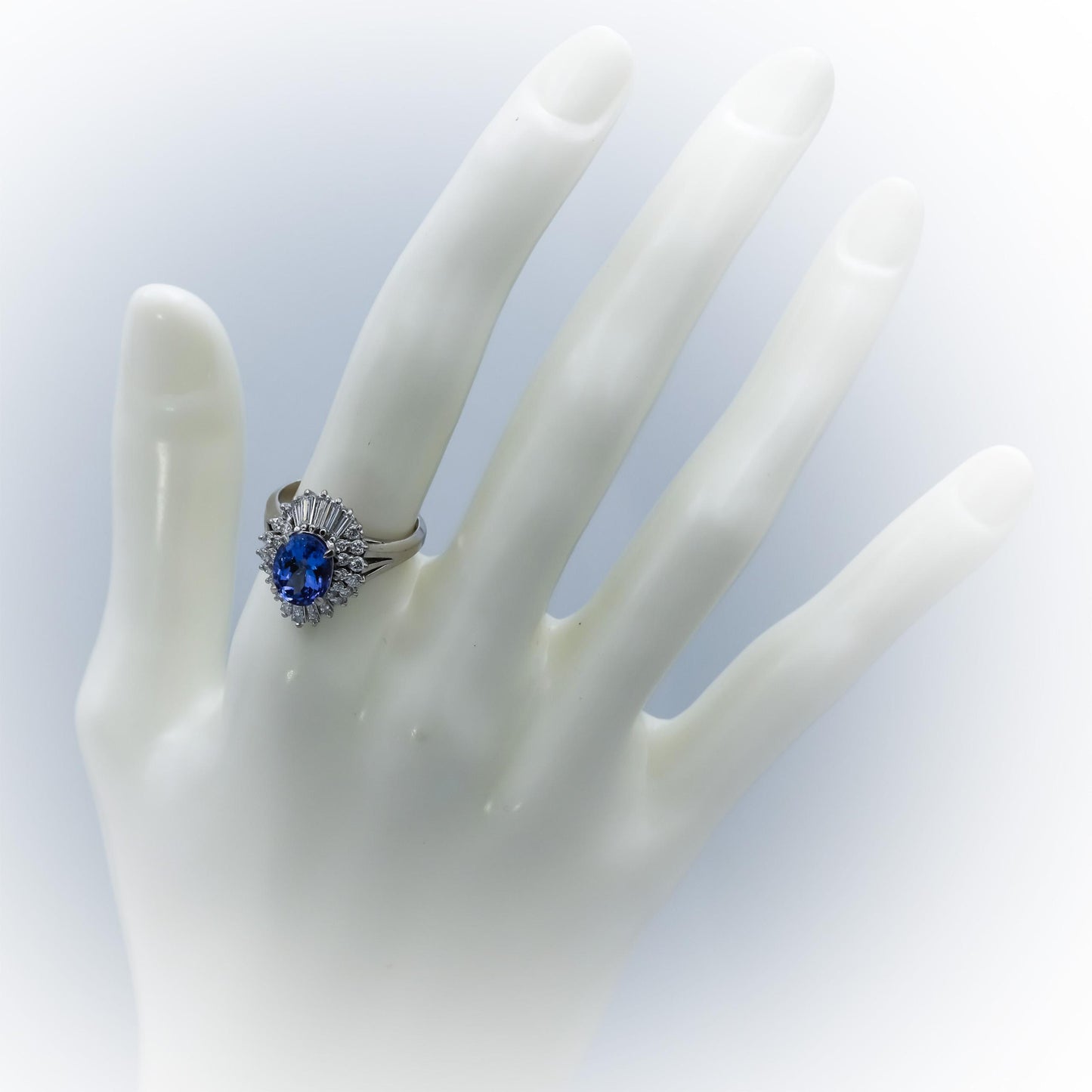 Platinum VS Diamond and Tanzanite Cocktail Ring 3.01CT Size 6.5