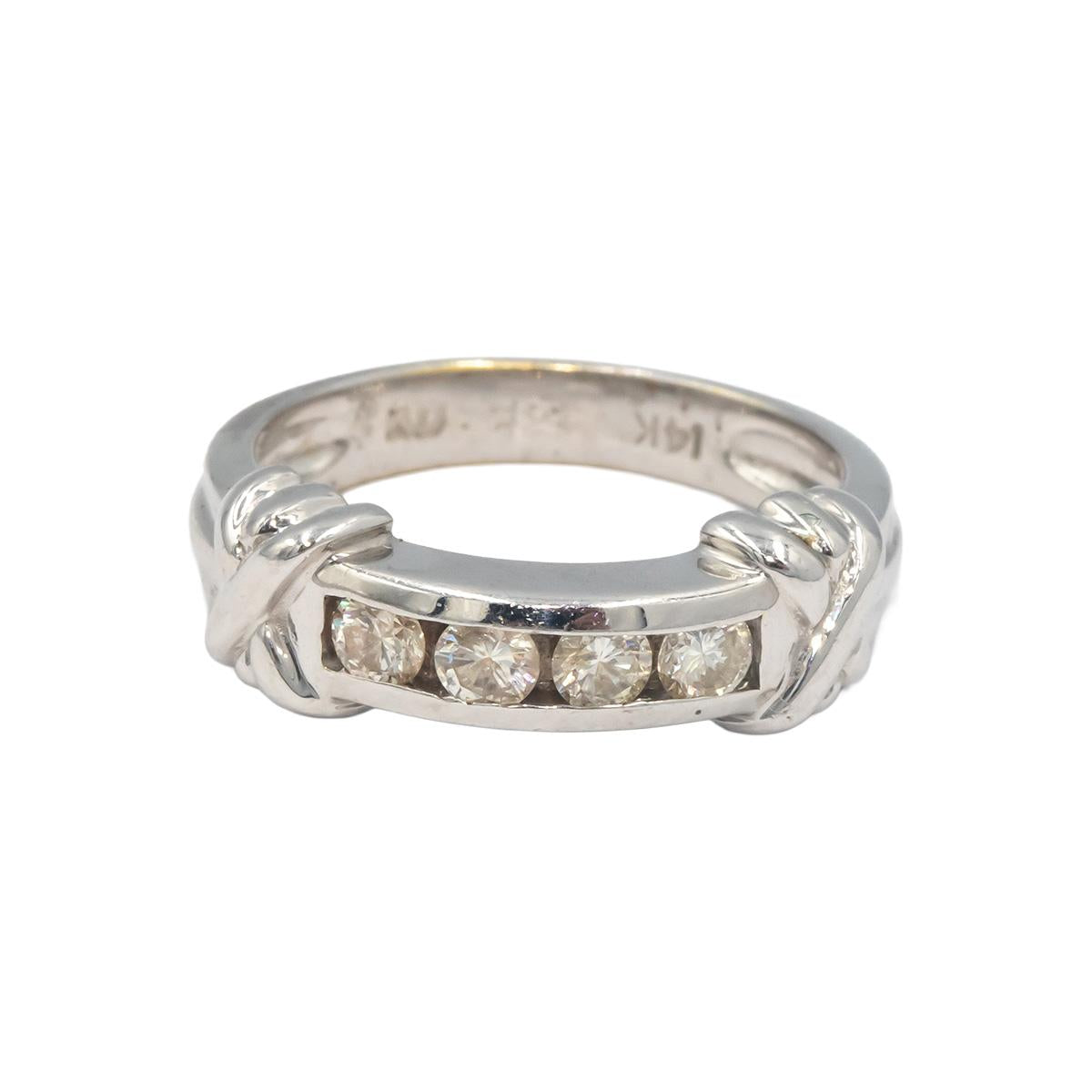 14k White Gold 0.45CT Diamond Channel Set Band Ring Size 6.5