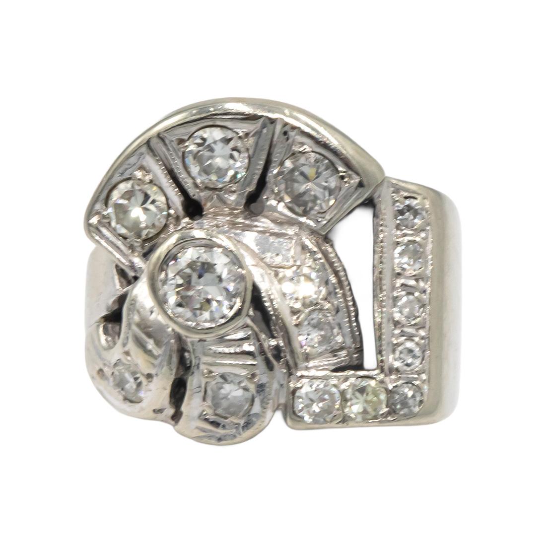 Antique 14k White Gold 0.90CT VS Old Euro and Single Cut Diamond Ring Size 5