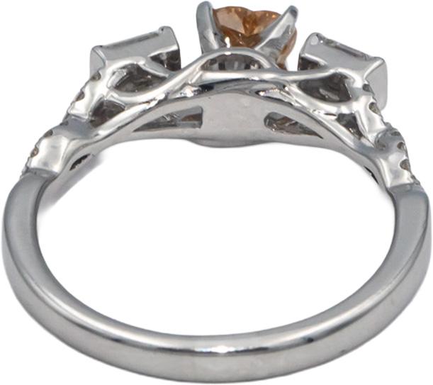 GIA Certified White and Heart Cut Orange Diamond Engagement Ring 0.82CT Size 6