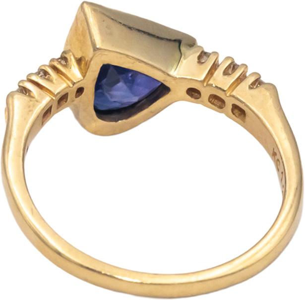 KALATI Designer 14k Yellow Gold 1.60CT Diamond and Sapphire Ring Size 5.5
